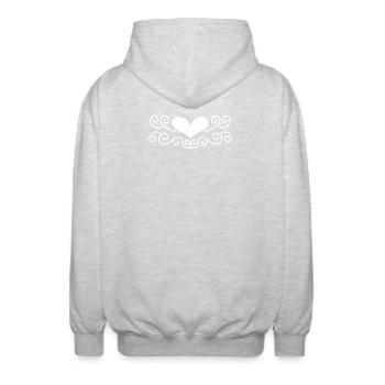 Heart Decoration - Unisex Hooded Jacket - light heather grey - Back - AI Model Male 185 light (185cm)