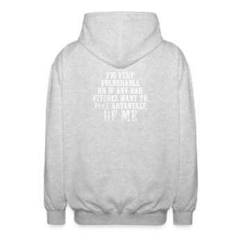 I'm Very Vulnerable RN - Unisex Hooded Jacket - light heather grey - Back - AI Model Male 185 light (185cm)
