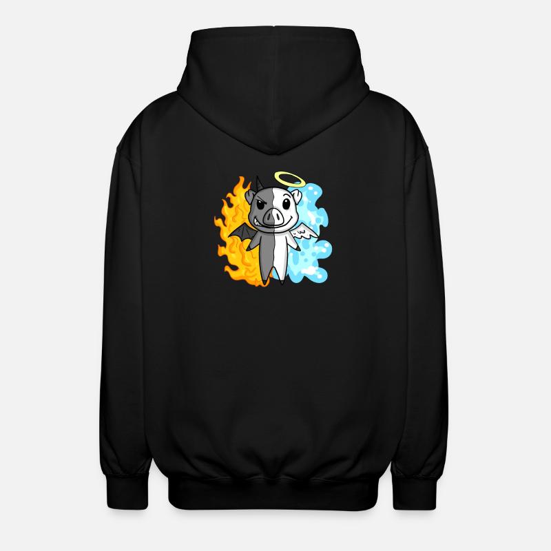 Pig - Angel and Devil - Unisex Hooded Jacket - black
