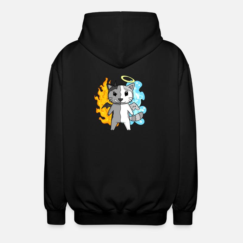 Cat Angel and Devil - Unisex Hooded Jacket - black
