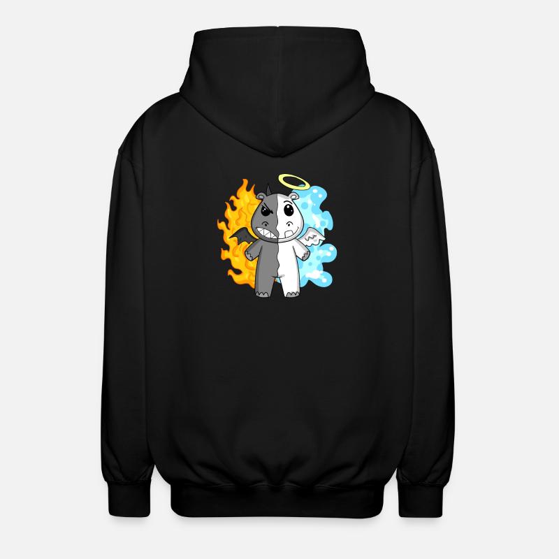 Hippopotame - Ange et Diable - Veste à capuche unisexe - noir
