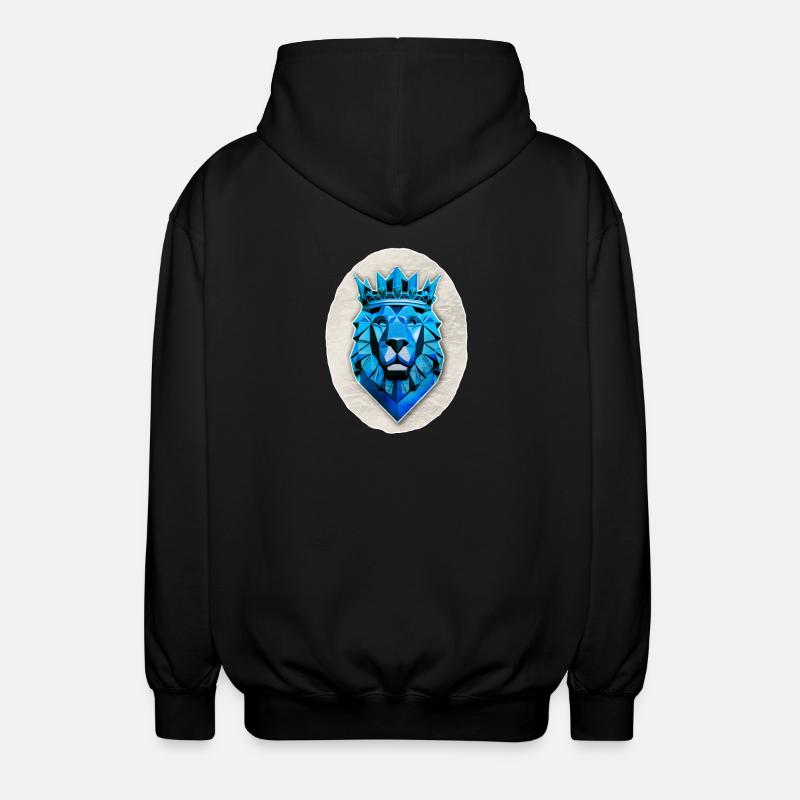 Blauer geometrischer Löwe - Polygon - Unisex Kapuzenjacke - Schwarz