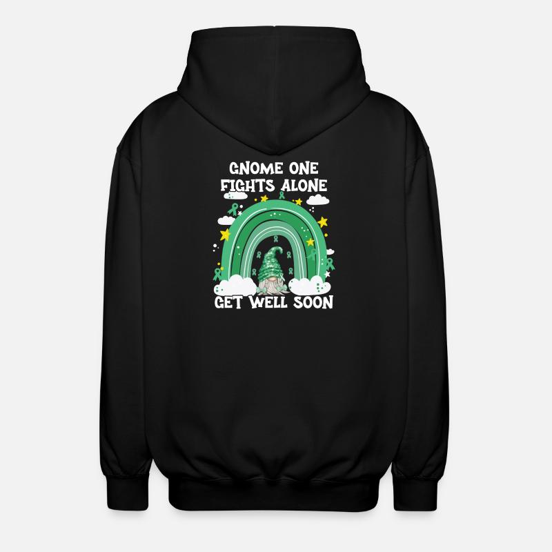 Gnome One Fights Alone Leberkrebs - Unisex Kapuzenjacke - Schwarz
