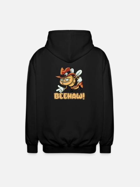Beehaw bee with cowboy hat Yeehaw - Unisex Hooded Jacket - black