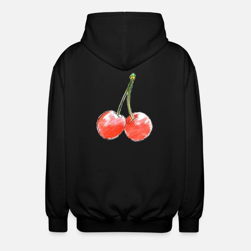 To søde kirsebær sketch - Unisex hættejakke. - sort