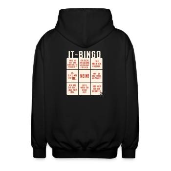 IT Support Bingo Service Desk IT Helpdesk Sysadmin - Unisex Kapuzenjacke - Schwarz - Hinten - AI Model Male 185 light (185cm)