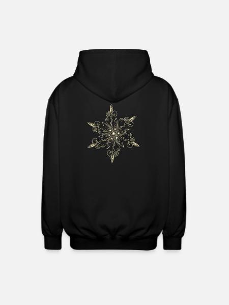 Snowflake Star Ice Crystal - Unisex Hooded Jacket - black