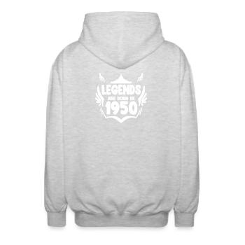 1950 - Jahrgang 1950 - Baujahr 1950 Geschenk - Unisex Kapuzenjacke - Hellgrau meliert - Hinten - AI Model Male 185 light (185cm)