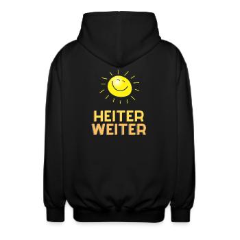 Heiter weiter - Unisex Kapuzenjacke - Schwarz - Hinten - AI Model Male 185 light (185cm)