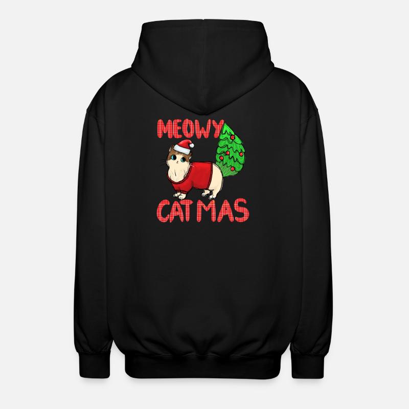Pull de Noël Catmas Cat Meowy - Veste à capuche unisexe - noir