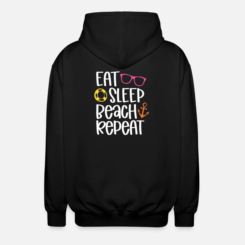 Eat Sleep Beach Repeat - Unisex Hooded Jacket - black