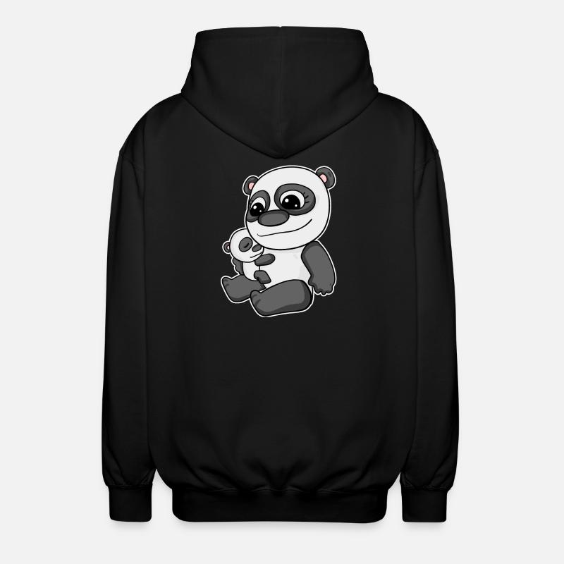 Famille - Panda avec bébé panda - Veste à capuche unisexe - noir