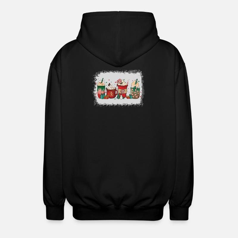 Christmas coffee cup bleached - Unisex Hooded Jacket - black