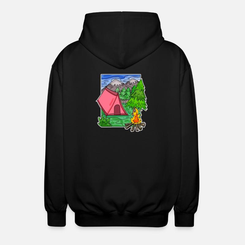 Camping Camping Motif - Unisex Hooded Jacket - black