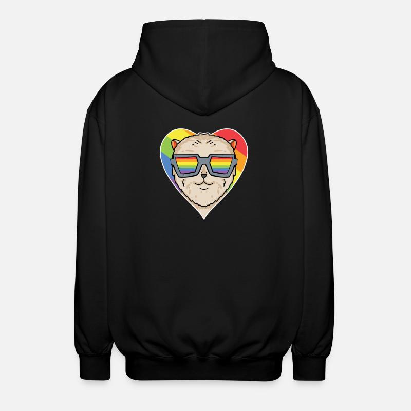 Regenbogen - Hund mit Brille - Zwergspitz - Unisex Kapuzenjacke - Schwarz