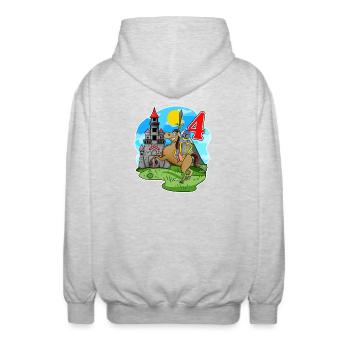 Four Year Old Knight - 4 Years - Unisex Hooded Jacket - light heather grey - Back - AI Model Male 185 light (185cm)