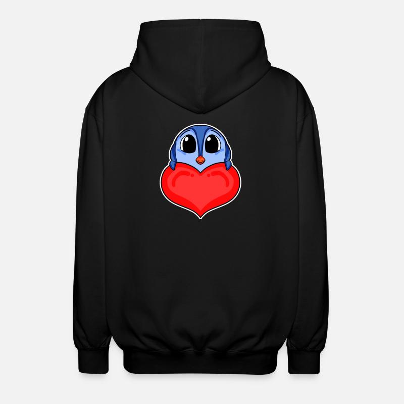 Pinguin mit Herz - Liebe Romantisch - Unisex Kapuzenjacke - Schwarz