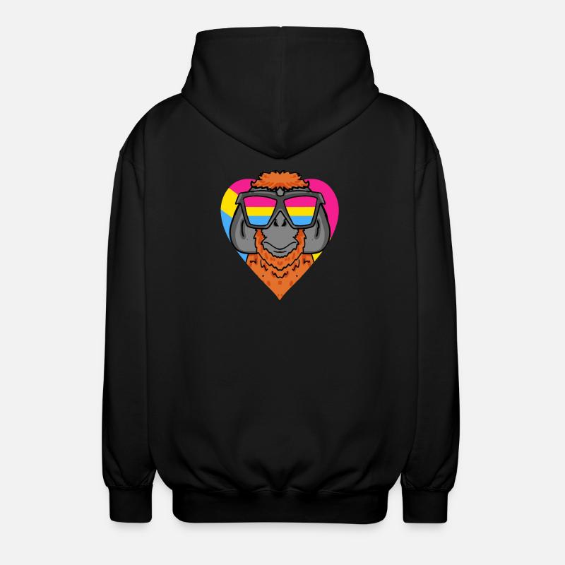 Cadeau Pansexual Monkey Heart - Veste à capuche unisexe - noir
