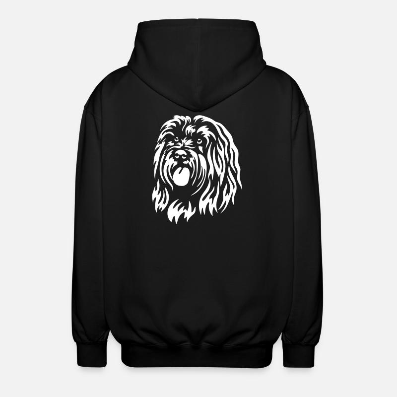 Tibet Terrier Kopf "Black Edition" - Unisex Kapuzenjacke - Schwarz