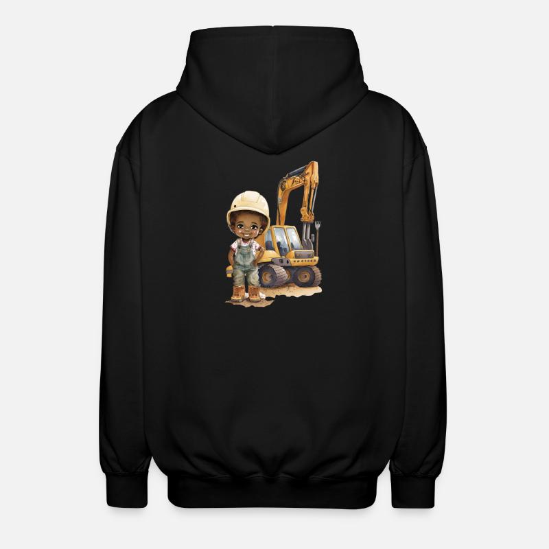 Bauarbeiter Kind mit Bagger - Unisex Kapuzenjacke - Schwarz