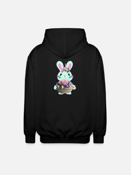 süßer Osterhase mit Ostereier - Unisex Kapuzenjacke - Schwarz