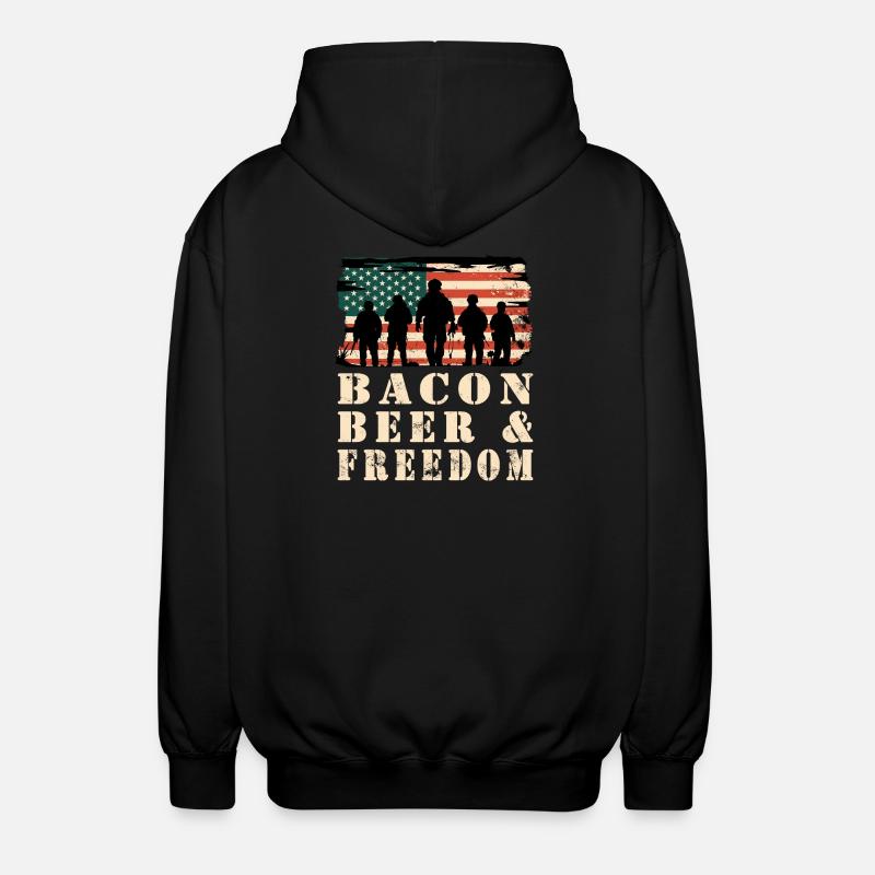 Bacon, Beer and Freedom - Unisex Hooded Jacket - black