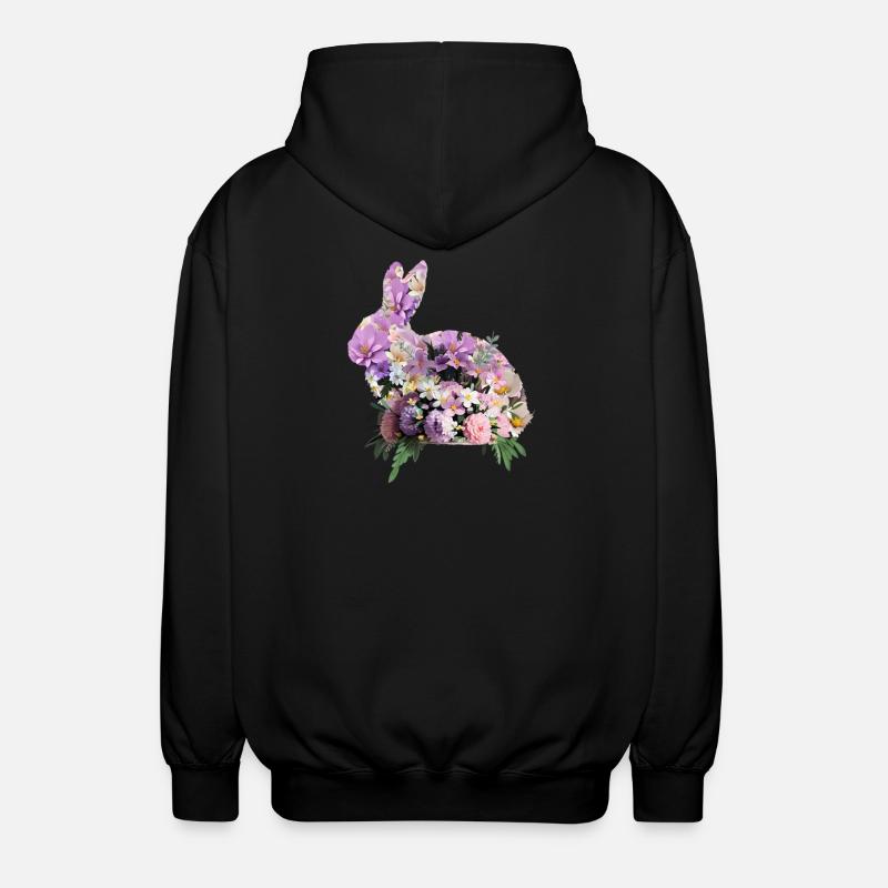 Fleurs lapin de Pâques - Veste à capuche unisexe - noir