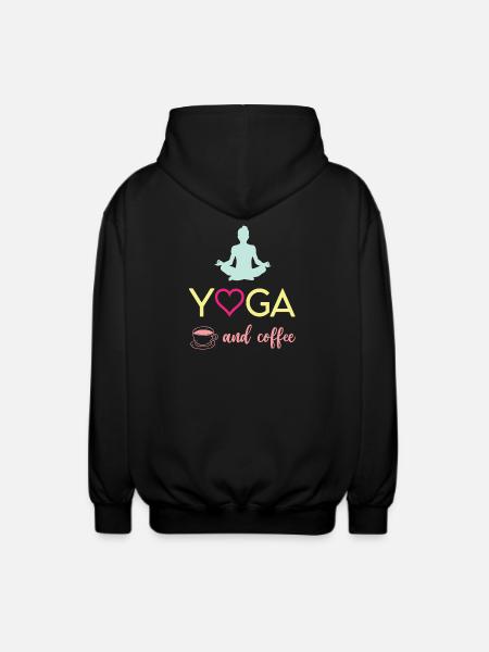 Yoga and Coffee - Unisex Hooded Jacket - black