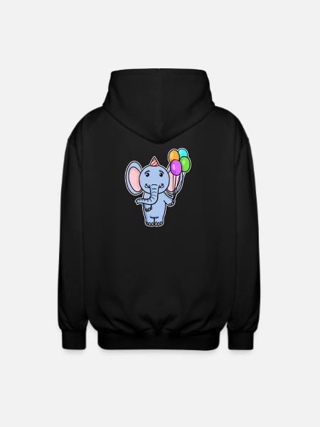 Ballon d’anniversaire d’éléphant - Veste à capuche unisexe - noir