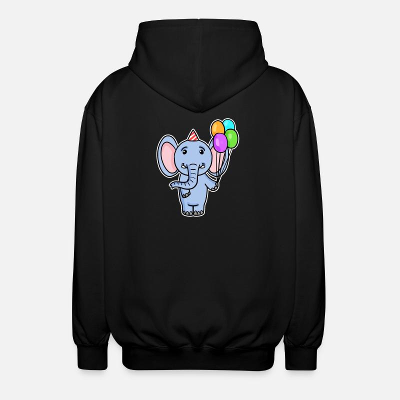 Ballon d’anniversaire d’éléphant - Veste à capuche unisexe - noir