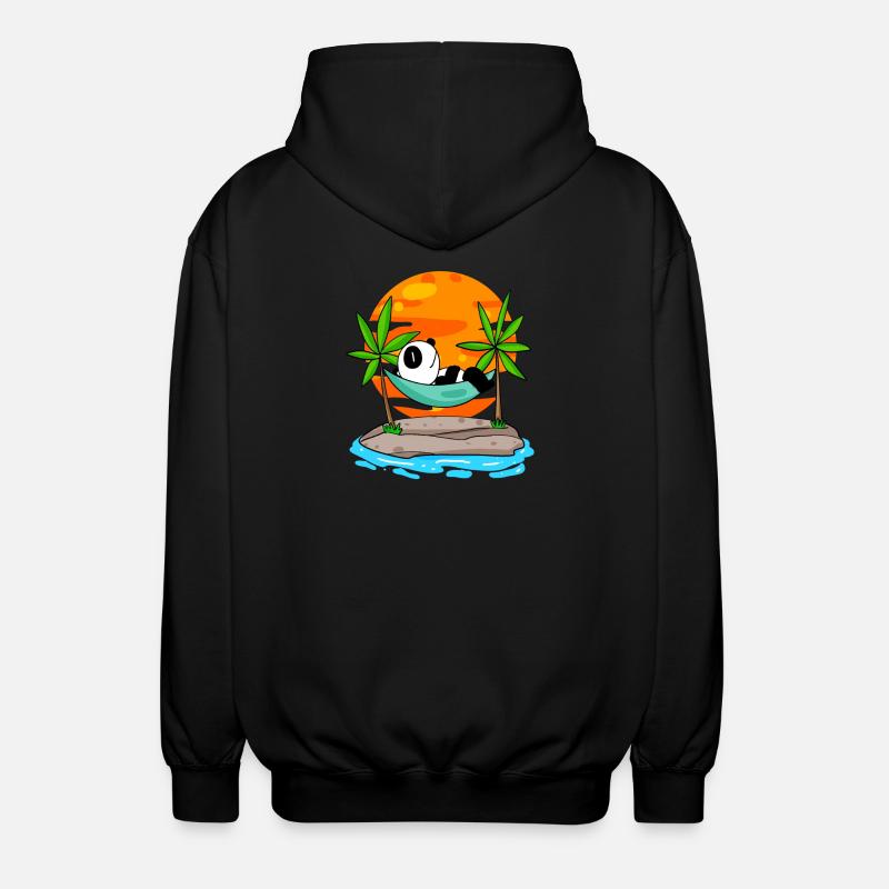 Panda am Strand - Unisex Kapuzenjacke - Schwarz