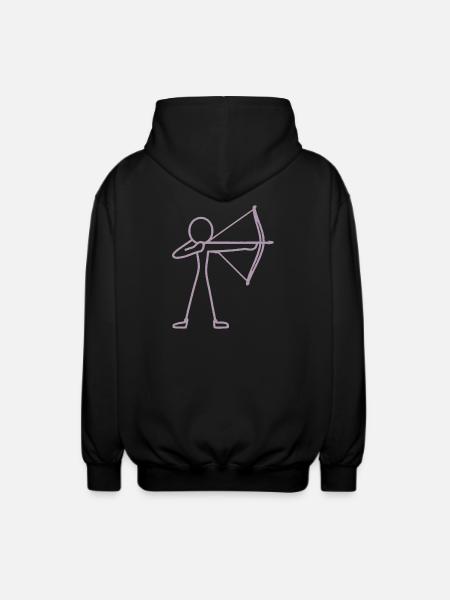 Strichmännchen Bogen Bogenschießen Bogenschütze - Unisex Kapuzenjacke - Schwarz