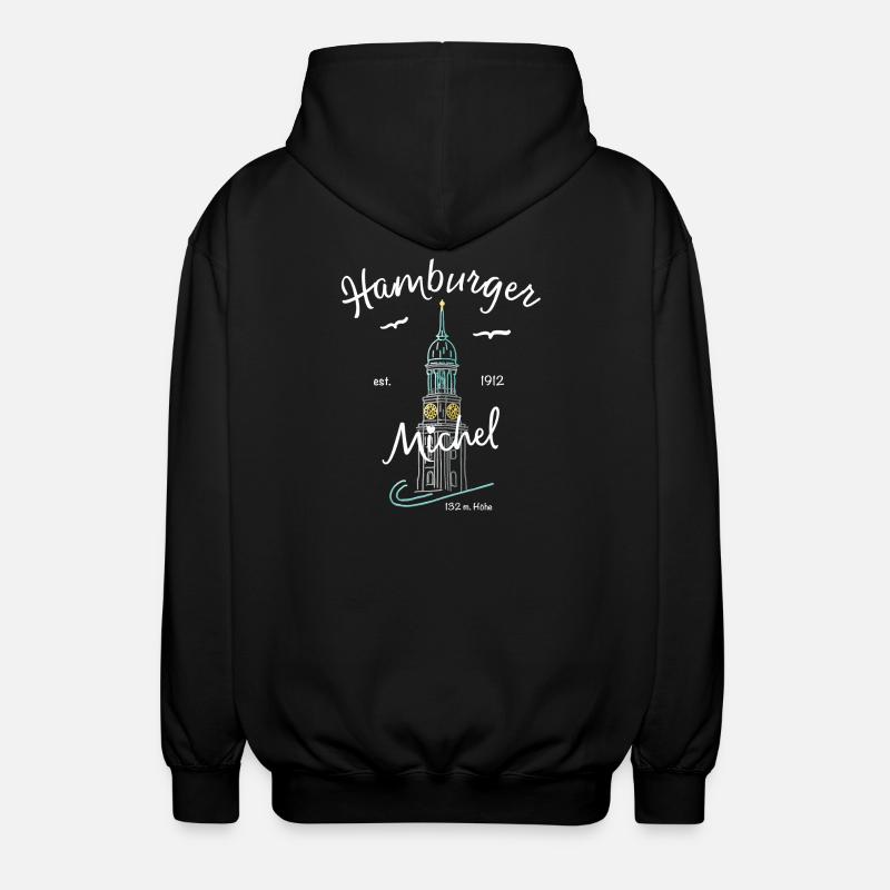 Hamburger Michel, Kirchturm, Germany - Unisex Hooded Jacket - black