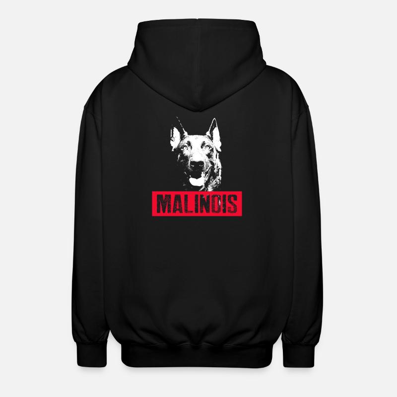 Motif de chien malinois - Veste à capuche unisexe - noir