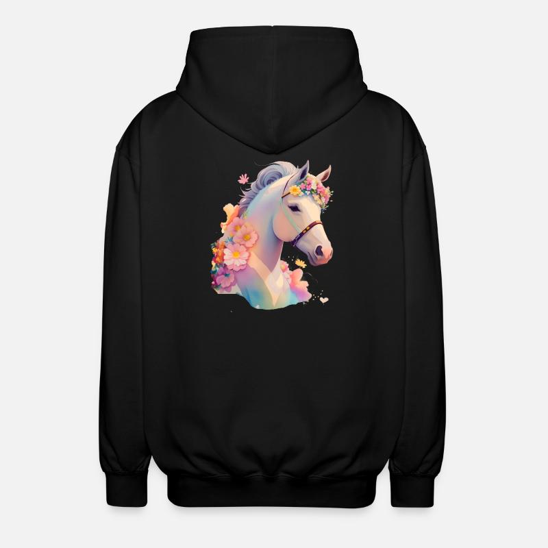 Blütenpferdchen - Unisex Kapuzenjacke - Schwarz