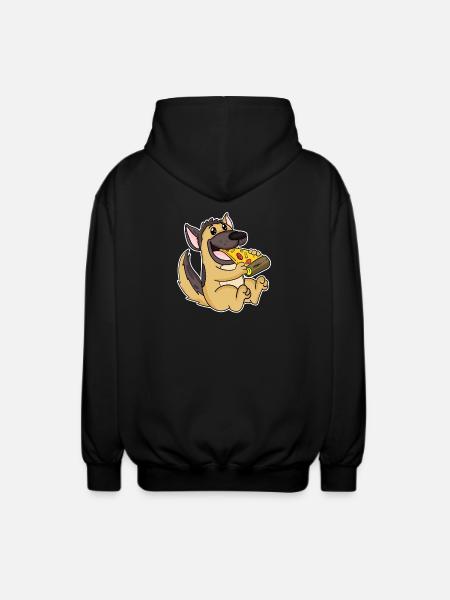 German Shepherd Dog Pizza - Unisex Hooded Jacket - black