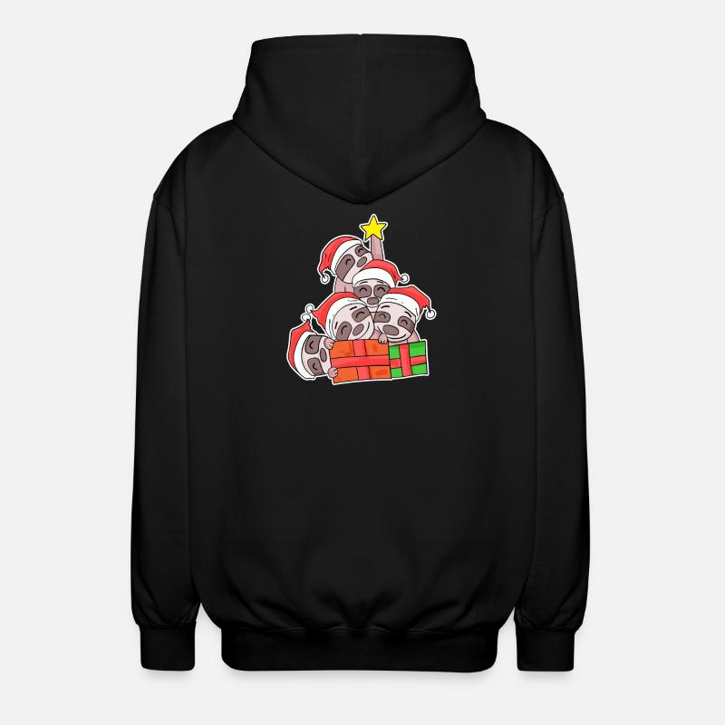 Sloth Christmas Tree Christmas - Unisex Hooded Jacket - black