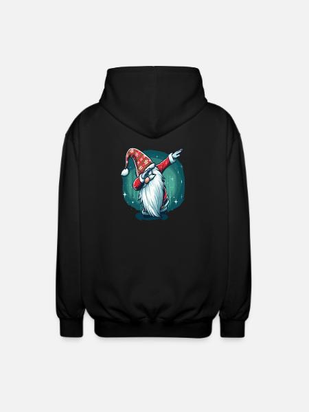 Dabbing Christmas Gnome - Unisex Hooded Jacket - black
