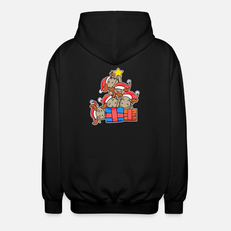 Moose Christmas Tree Christmas - Unisex Hooded Jacket - black