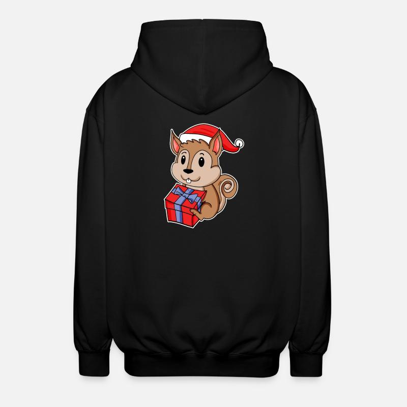 Eichhörnchen mit Weihnachtsmütze - Unisex Kapuzenjacke - Schwarz