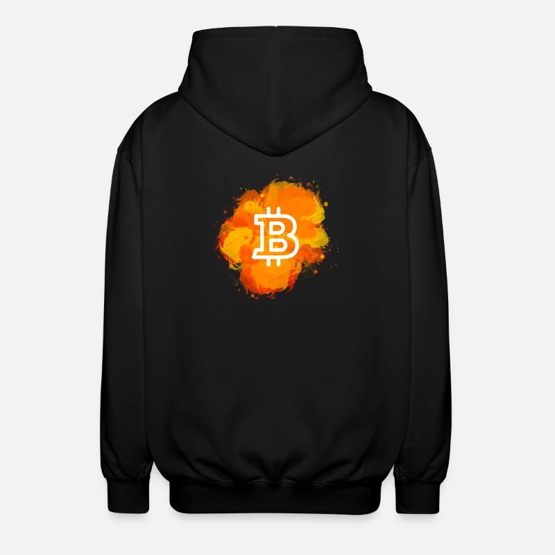 Bitcoin Crypto Cryptocurrency Splash - Unisex Hooded Jacket - black