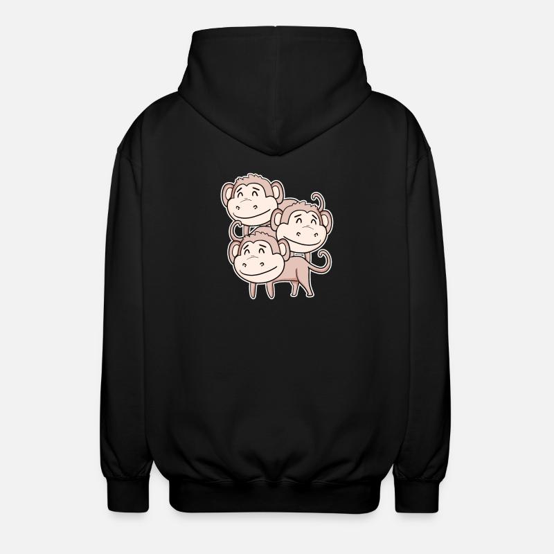 Cute Monkey - Monkey Motif - Unisex Hooded Jacket - black