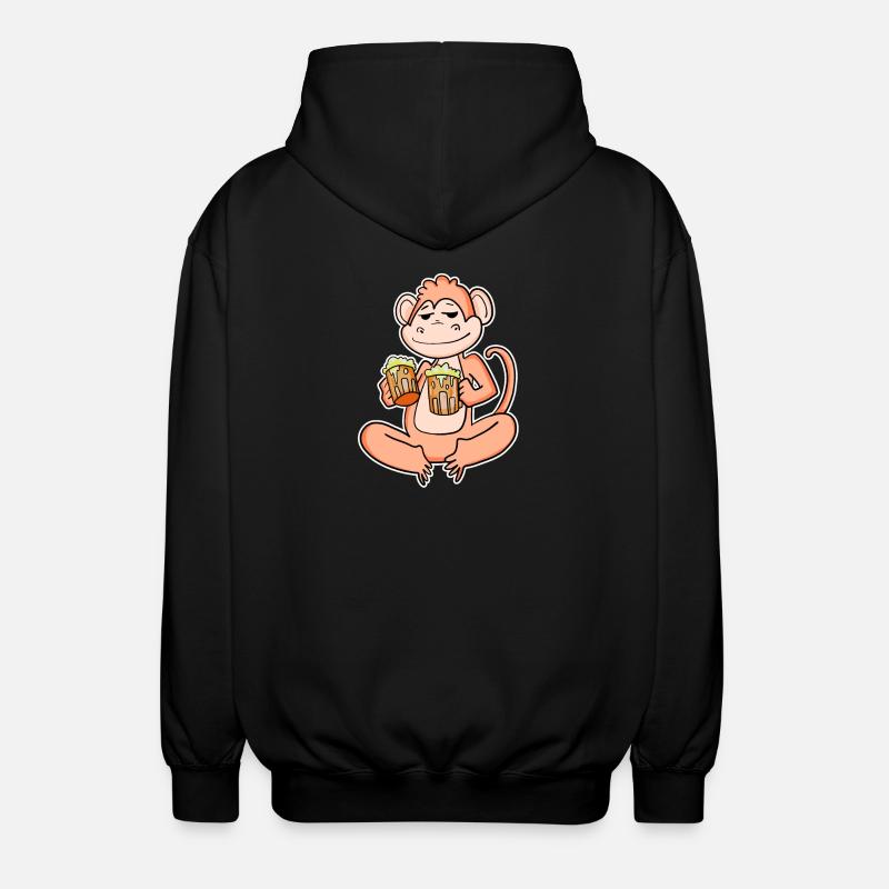 Monkey with beer - Unisex Hooded Jacket - black