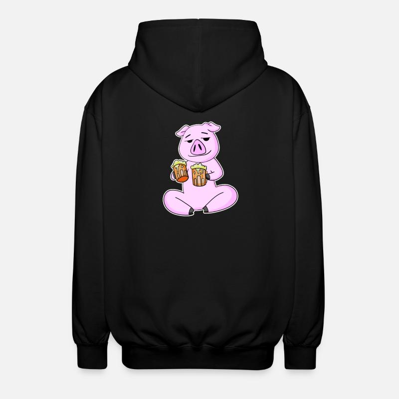 Pork with beer - Unisex Hooded Jacket - black