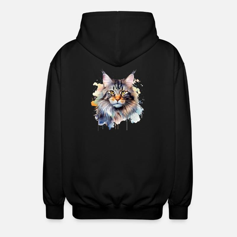 Maincoon aquarelle chat - Veste à capuche unisexe - noir