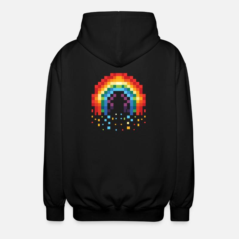 Pixel Art Rainbow 8-Bit Rétro - Veste à capuche unisexe - noir
