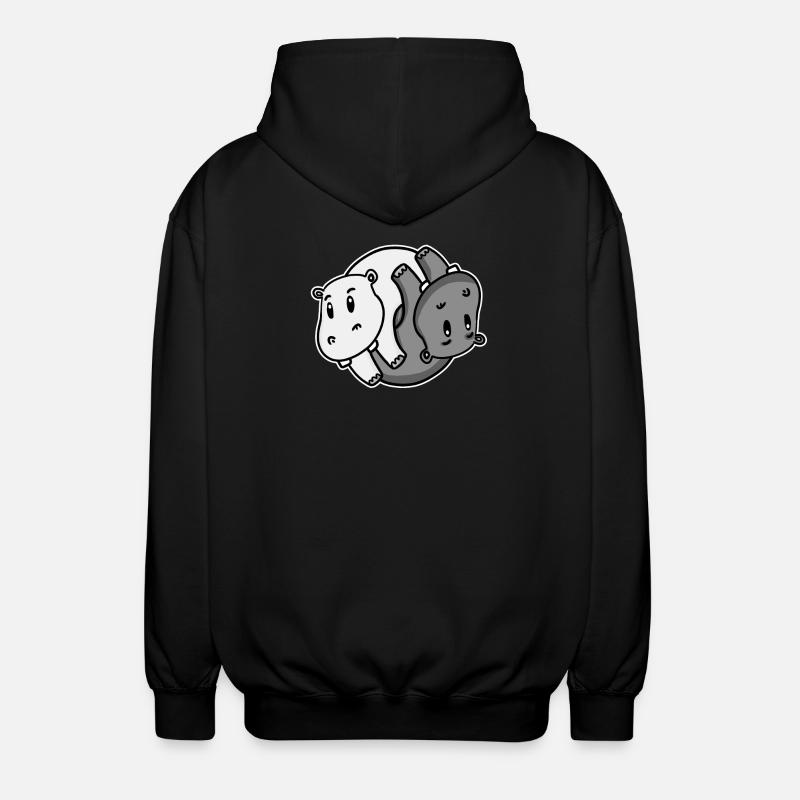Yin Yang Nilpferd - Unisex Kapuzenjacke - Schwarz