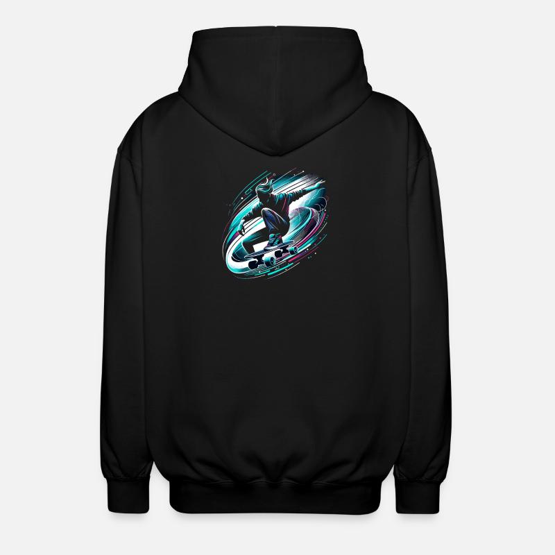 Longboarder sur skateboard ou longboard - Veste à capuche unisexe - noir