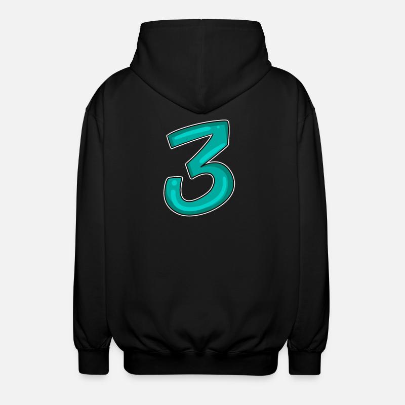3 - Three - Third - Unisex Hooded Jacket - black
