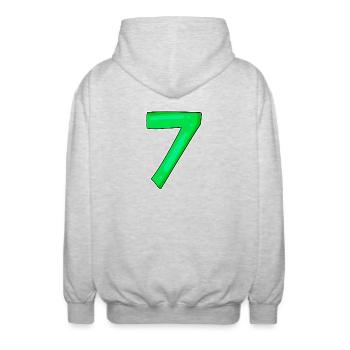7 Nummer Zahl Grün - Unisex Kapuzenjacke - Hellgrau meliert - Hinten - AI Model Male 185 light (185cm)